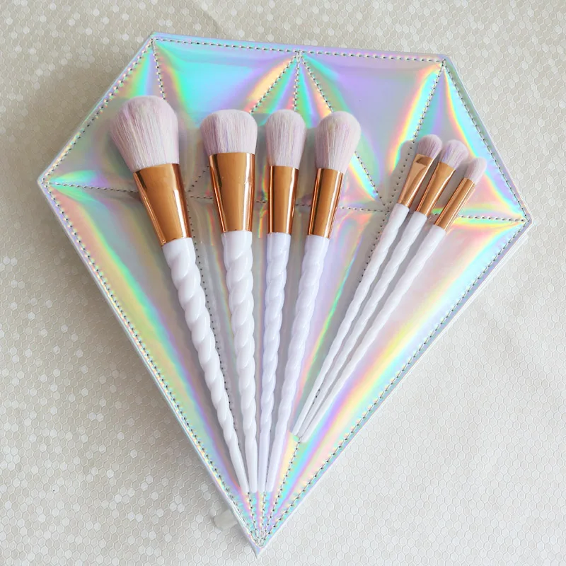 10 makeup brush set unicorn mermaid makeup set zipper diamond bag with helical plating handle