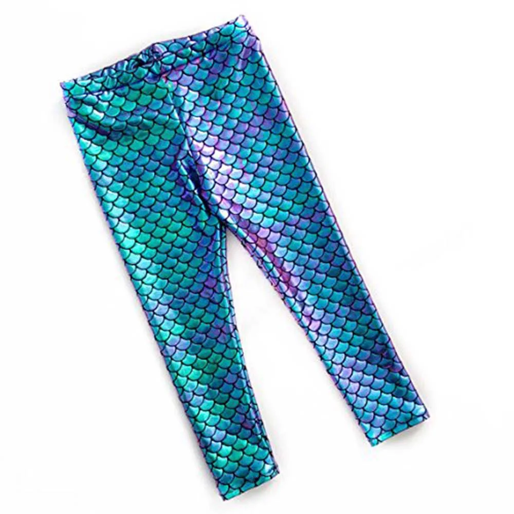 SPEERISE bambini squame di pesce pantaloni alla caviglia oro ragazze Metallic Spandex danza balletto Leggings argento spedizione gratuita