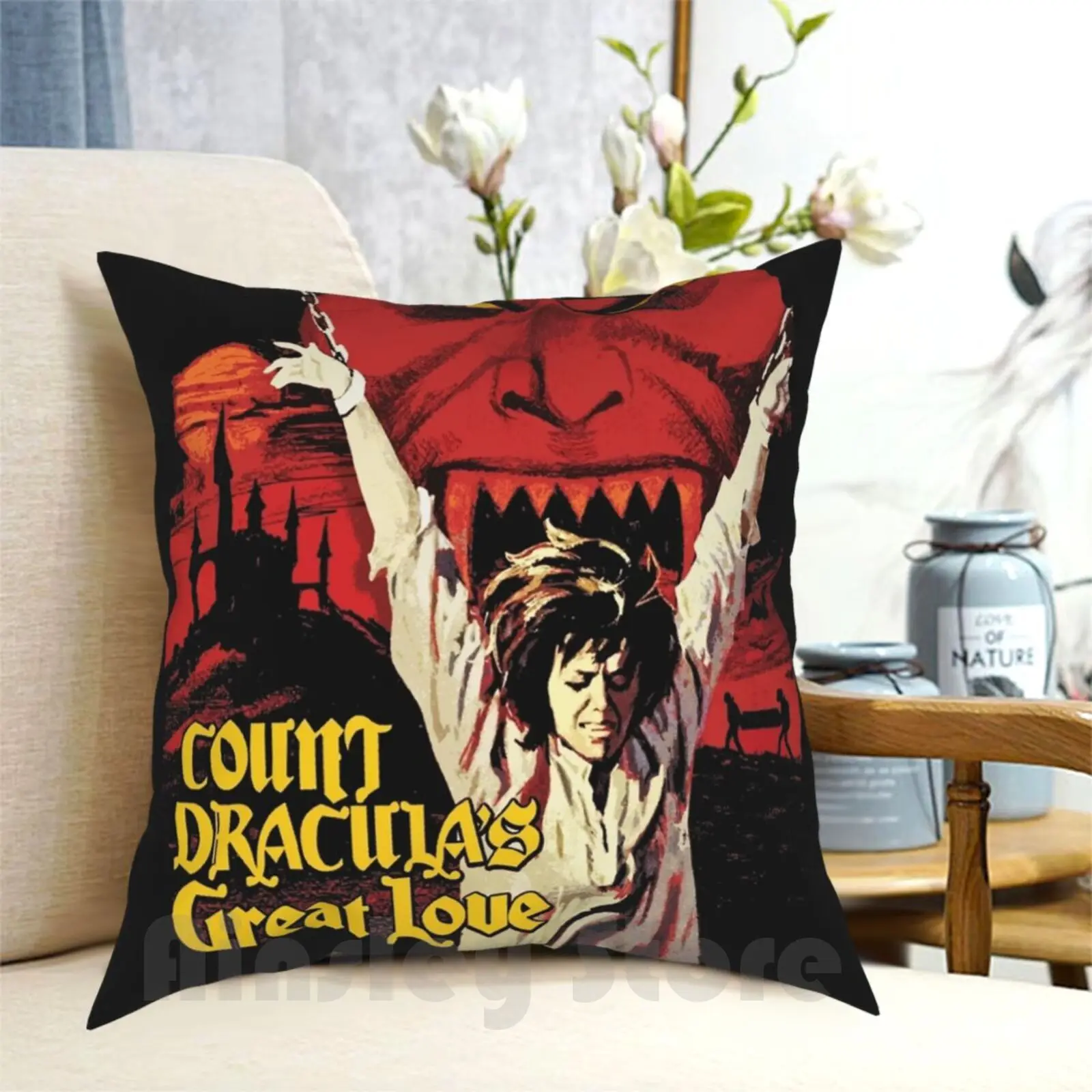 Count Dracula'S Great Love Pillow Case Printed Home Soft DIY Pillow cover Vintage Retro Horror Terror Horror Dracula