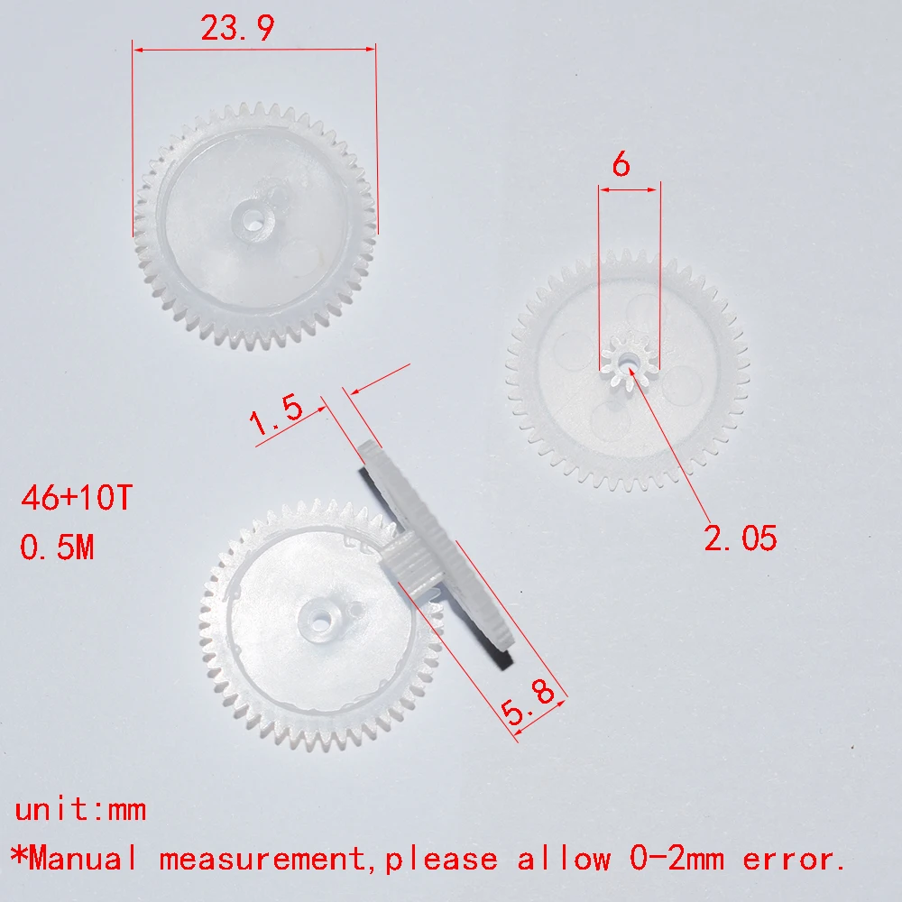 

10/100pcs 46+10T 2.1mm hole 0.5M plastic gear dron rc car plane robot kids toys for boys diy baby accessories GP46102B