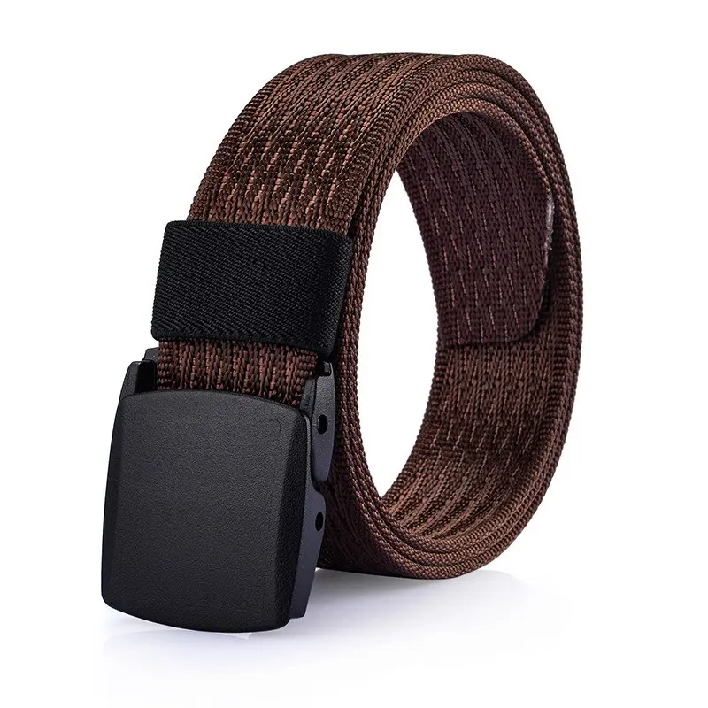 Outdoor Mens POM Buckle Quick Drying Belts Fashion Glaid Pattern Strap Nylon Army Military Tactical Waist Cinto Leisure Jeans