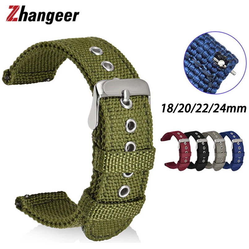 Nylon Fabric Watchband Strap Quick Release For Samsung Galaxy Watch For Huawei GT4/5 Pro 18mm 20mm 22mm 24mm Universal Wristband