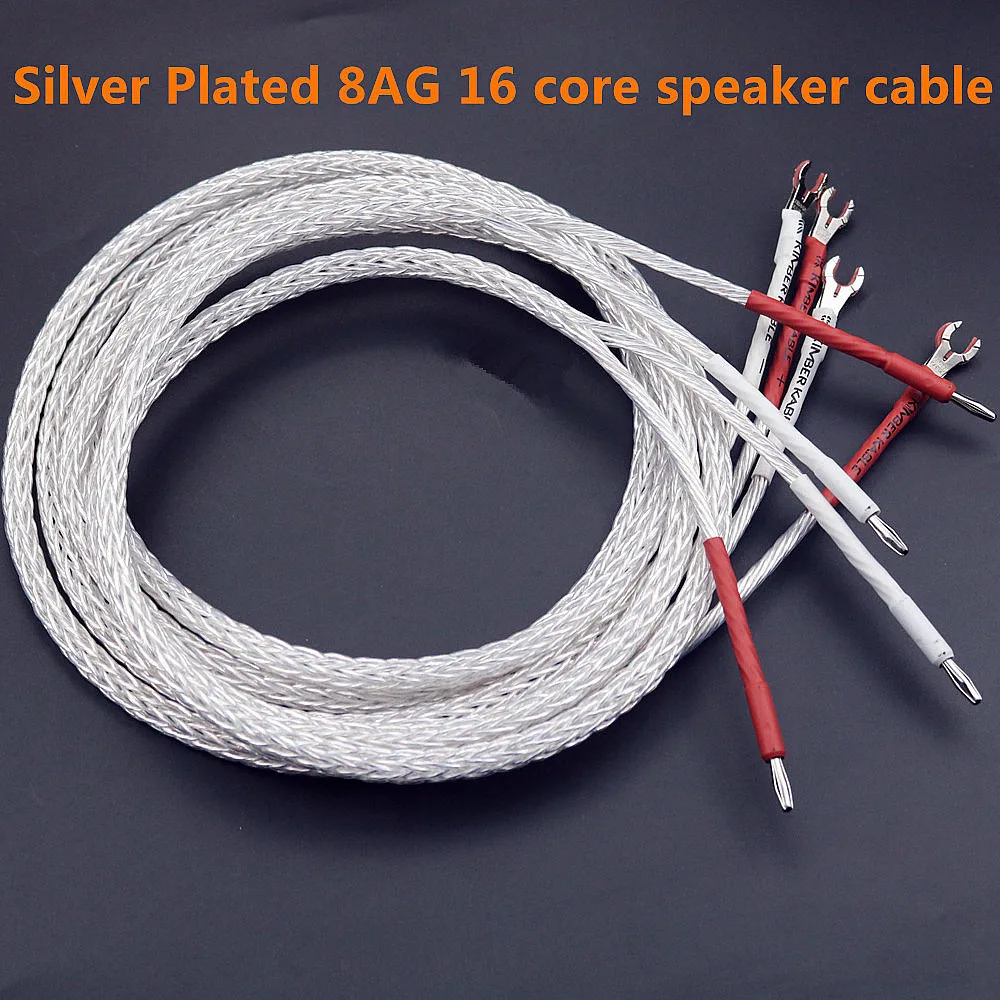 Hifi  8ag OCC Silver-plated Hifi Speaker Cable High Performance Speaker Amplifier sound Connecting line，for Amplifier and CD