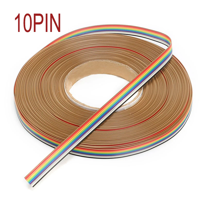 10P 1.17mm PITCH Color Flat Ribbon Cable Rainbow DuPont Wire 1M 5M 10M for FC Dupont Connector Line Pitch Connect Wires