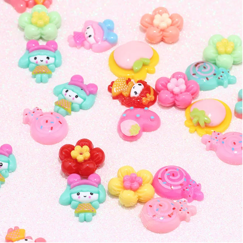 500pcs/Bag DIY Resin Rings Pendants Slime Cartoon Chidren Toys Beads Girl Gift Dress Up Accessories Party Kids Cute Crafts Toy