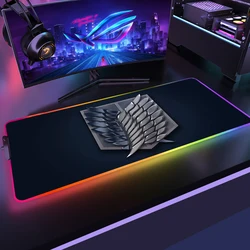 Attack on Titan Gaming Table Anime RGB Mouse Pad Company Backlit Mat Keyboards Accessories Mousepad Gamer LED Mausepad Mice