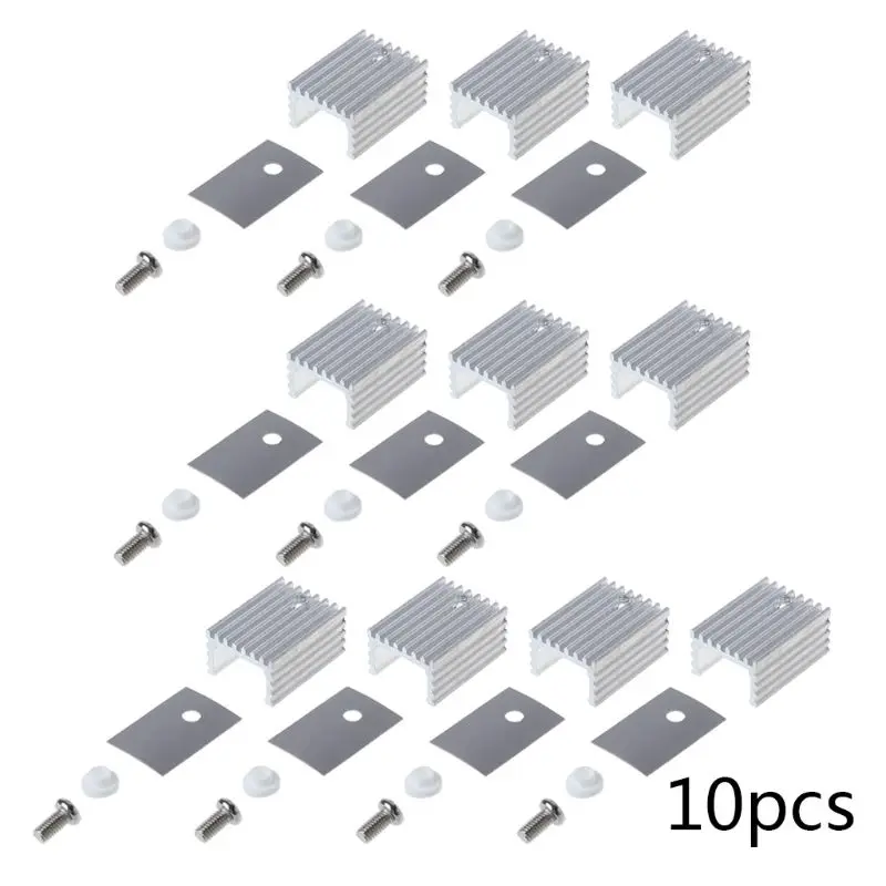 10Set 10Set TO-220 Cooling Radiator Aluminum Sheet Heatsink Transistor Heat Sink Cooler Radiator Cooling Silicone Pads for PC