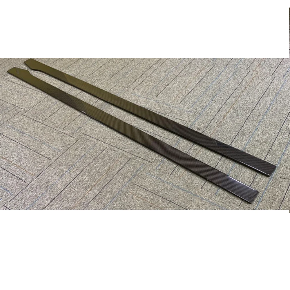 Two Side Carbon Fiber Side Extension Skirt Splitter for Benz W205 Sedan 4DR C205 Coupe 2DR C200 C300 C43 C63 AMG 2015 - 2022