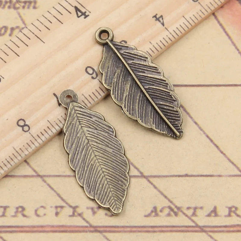 20pcs Charms Leaf 31x12mm Tibetan Bronze Silver Color Pendants Antique Jewelry Making DIY Handmade Craft