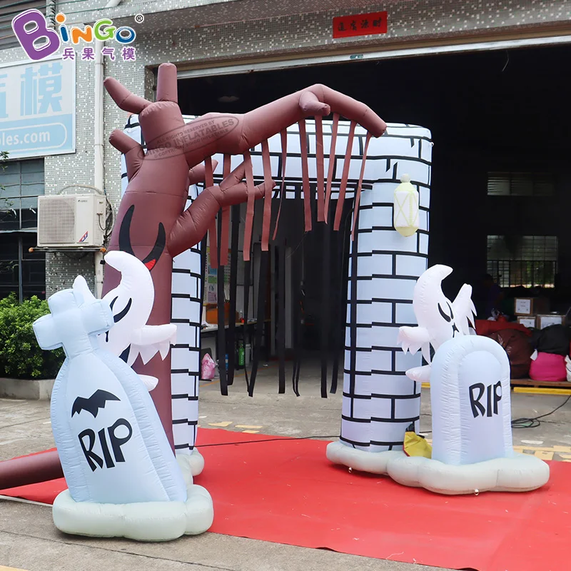 

Halloween Inflatable Haunted House Tunnel 3.75x3 Meters Inflatable Tombstone Arch With LED Lighting For Decoration