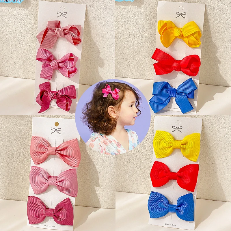 3/5/10 Pcs/Set Children Cute Colors Bow Ornament Hair Clips Baby Girls Lovely Sweet Barrettes Hairpins Kids Hair Accessories