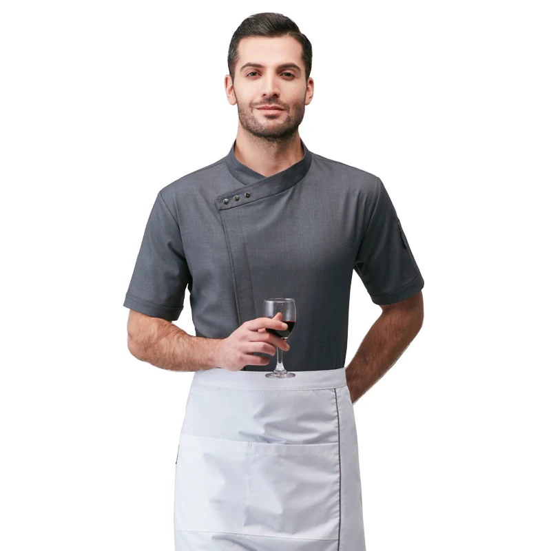 ฤดูร้อนร้านอาหาร Chef แจ็คเก็ต Breathable Waiter Uniform Man โรงแรมห้องครัวทำอาหาร Tops ผู้หญิงเดี่ยว Overalls Catering