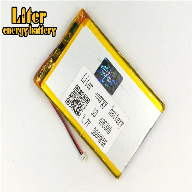 1.25MM 2pin connector Cheap 406386 3.7v 3600mah rechargeable lithium polymer Tablet PC li po rechargeable battery