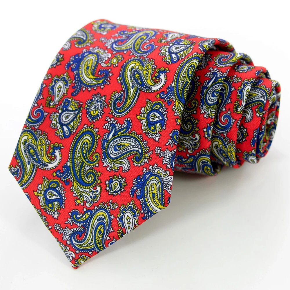 Neue modische Herrenkrawatte mit Print, handgefertigt, 8 cm Seidenkrawatte, Paisley-Blumenmuster, geometrische Krawatte für Geschäft, Party, Hochzeit, Geschenk. – Detail 14
