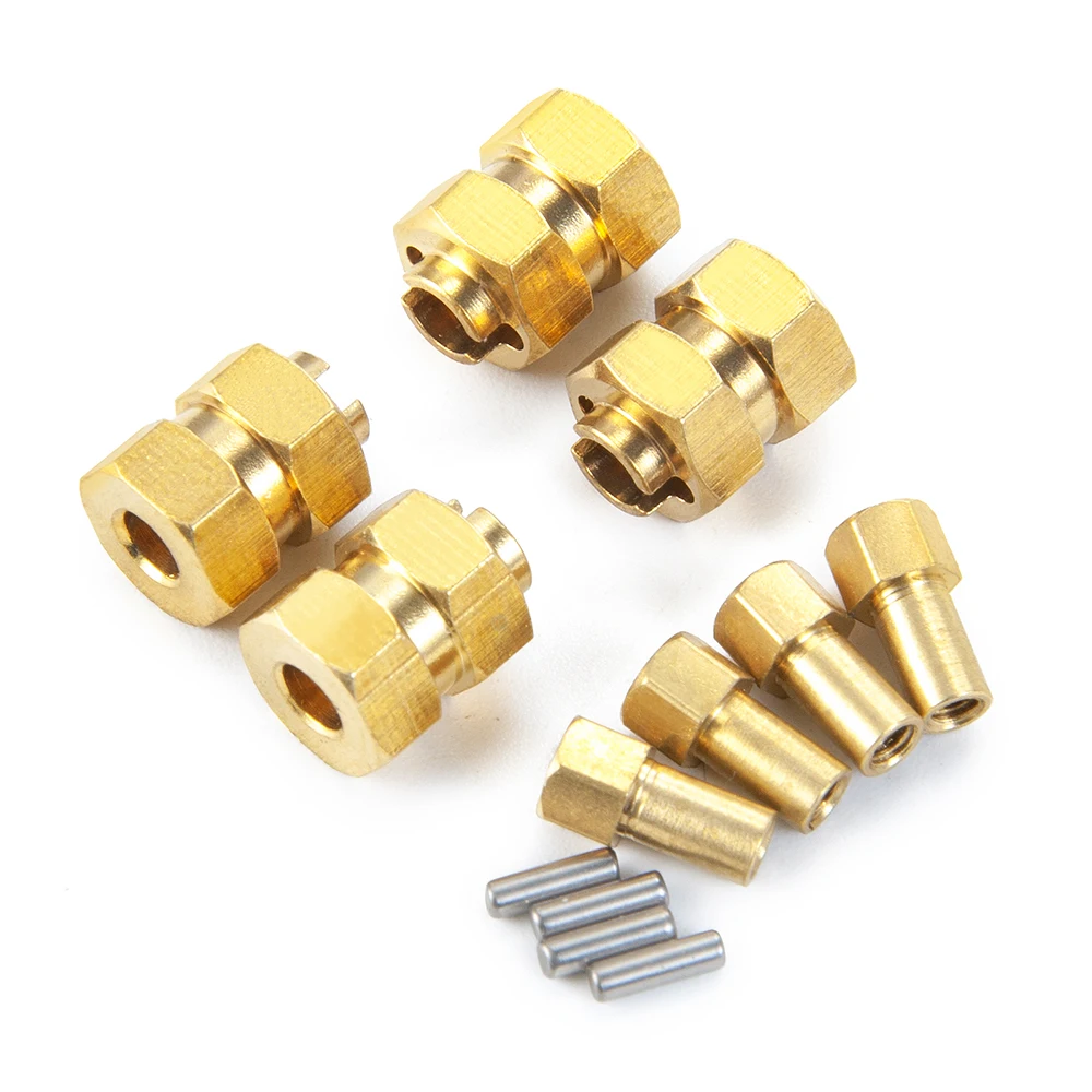 AXSPEED 4Pcs Widen Brass Wheel Hex Extended Adapters Counterweight Coupler for Axial SCX24 90081 1/24 RC Crawler Car Truck Parts