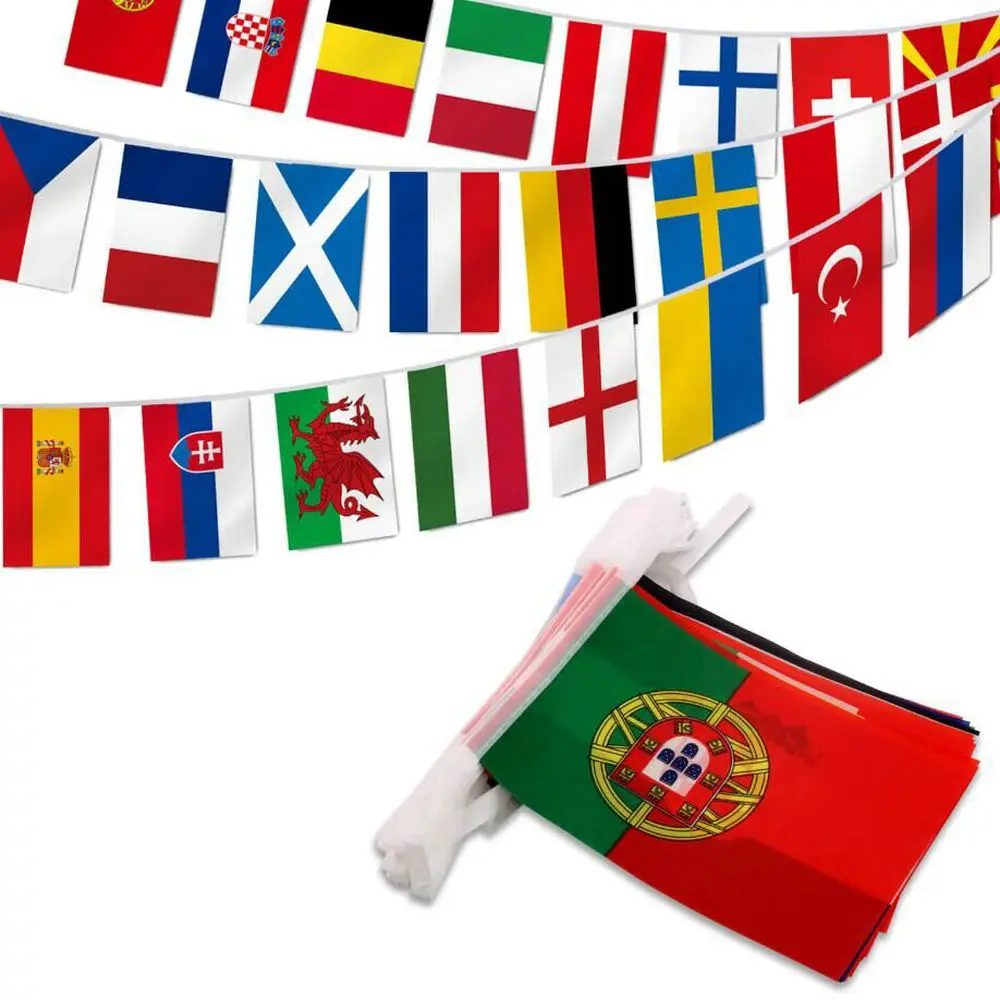 Kraje Europy Flaga 24szt Euro Cup Country Flaga Bunting National String Flagi Banner Football Event Girlandy wystrój