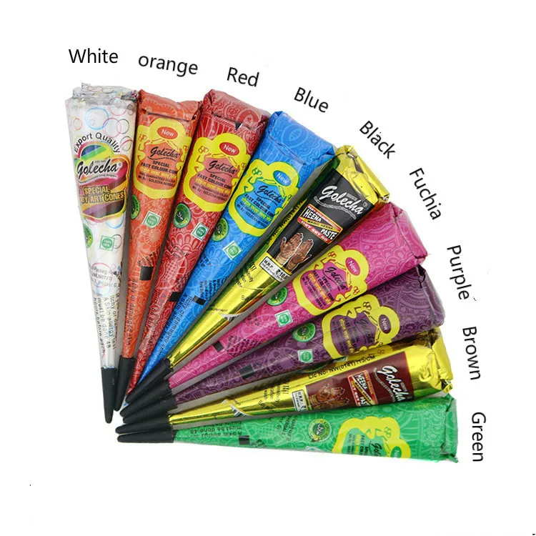 12 Pcs Black Colors Henna Paste Cone Beauty Women Mehndi Finger Cream Paint Drawing for Temporary Tattoo Stencil Body Art 25G