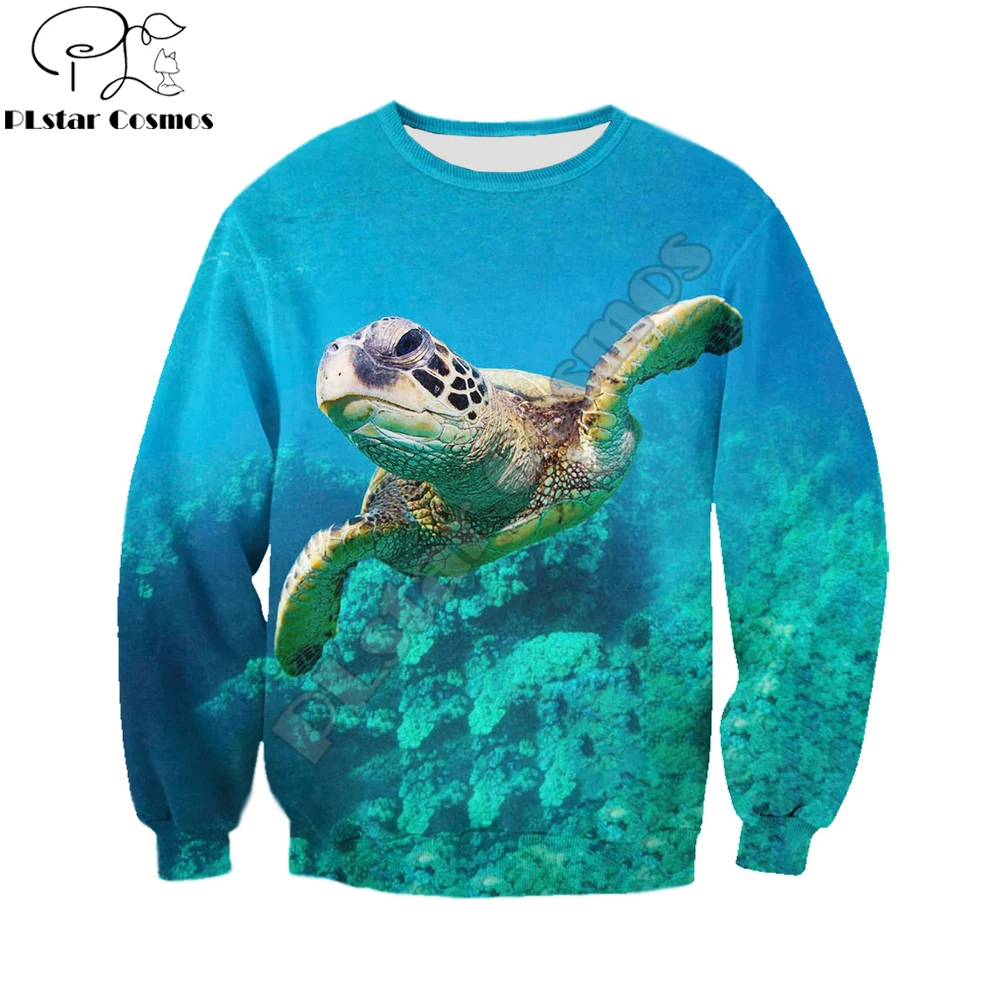 PLstar Cosmos Beautiful Animal Sweatshirt Love Sea Turtle 3D full Printing Long Sleeve Pullover Unisex Casual streetwear YW-06