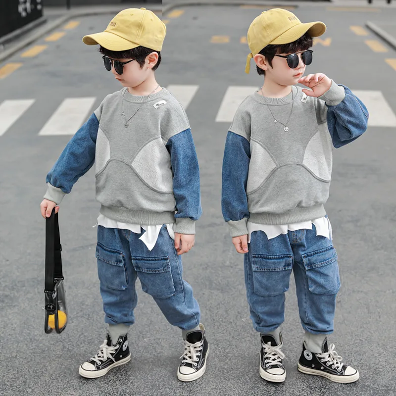 2023 Cool Spring Autumn Children\'s Clothes Set Boys Sweatshirts + Pants 2pcs/Set Kids School Beach Costume Teenage Girl Clothing