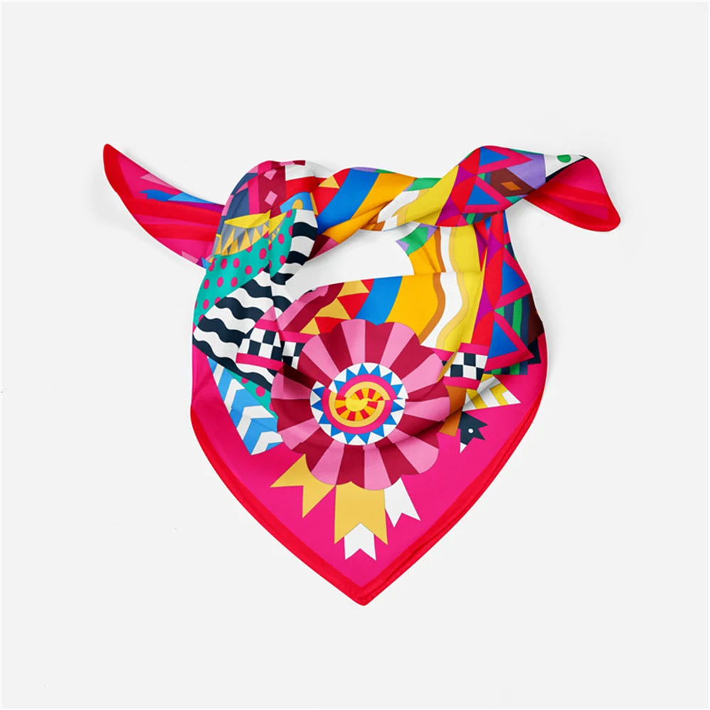 Bufanda de seda de sarga para mujer, cabeza de caballo con estampado de pañuelo cuadrado, Bandana pequeña, Hijab, diadema, 53CM