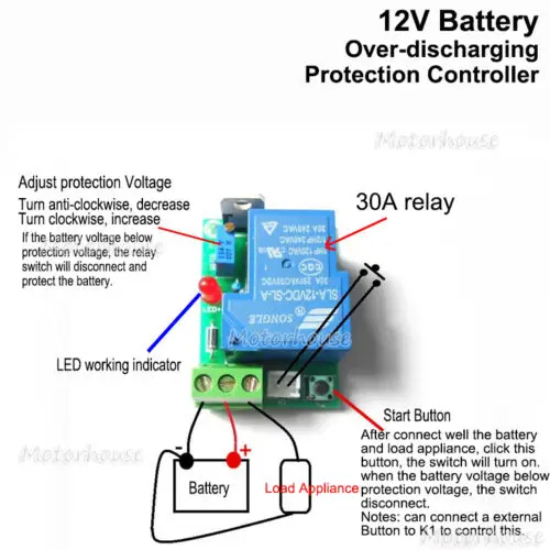 DC 12V 30A Car Battery Excessive Discharge Anti-Over Discharge Protection Module