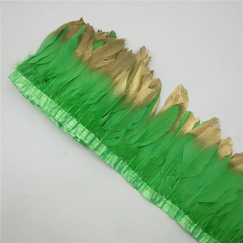 6yards/lot Gold Goose Feather Trim Clothing 4-6 Inch 10-15CM Feather Ribbon Sewing Accessories Craft DIY Plume Skirt Decorative