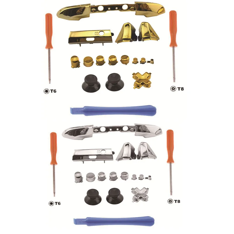 Controlador ABXY Dpad de cromo para Xbox ONE Slim XboxONE S, gatillos de botones completos, Kits de Mod de reparación de repuesto