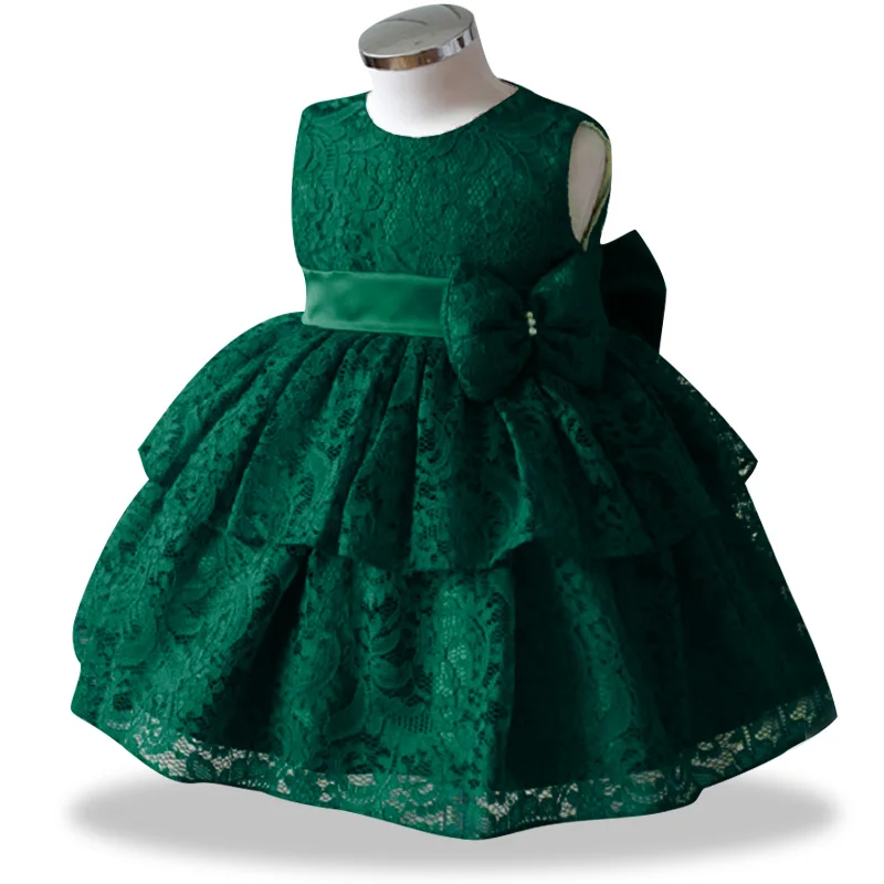 Robe princesse en dentelle pour bébés filles, tenue Tutu à grand nœud, pour fête d'anniversaire, pour enfants 1 ans