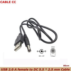 0.8m USB 2.0 Type A Male to 5 5mm DC 5.5MM 2.5MM Power Plug Barrel Connector 5V DC Cable