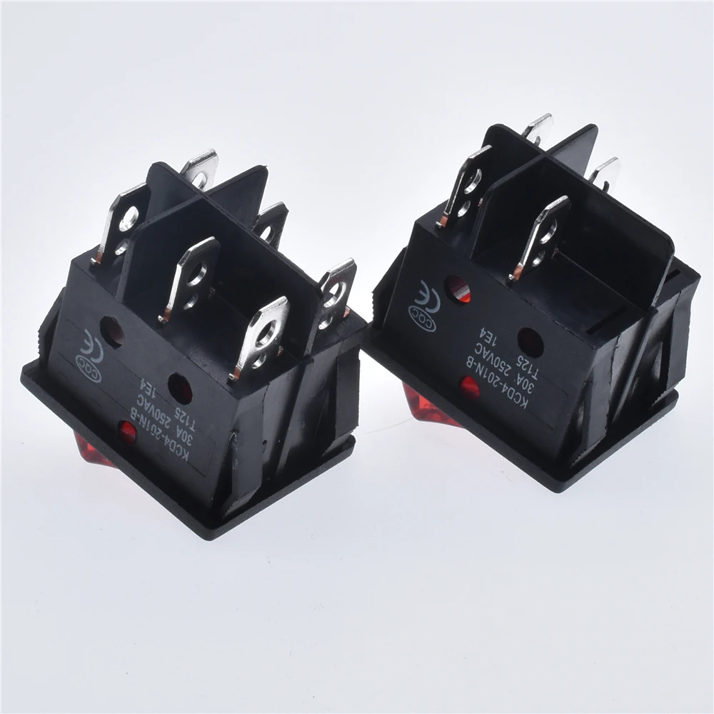 Special for Eelding Machine 30A 250V ON-OFF High Current KCD4 22*29 Red Copper Rocker Power Switch 4Pin Button Electrical Access