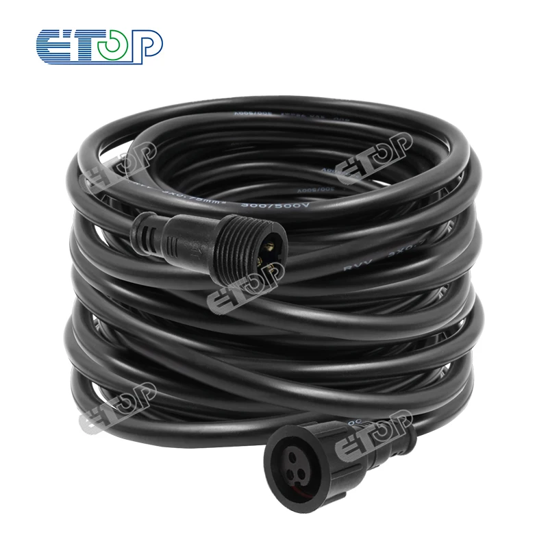 Paulzhang 6m 20ft 3 Core Waterproof Extension Cable -Black-Raywu/xConnect/LOR pigtail