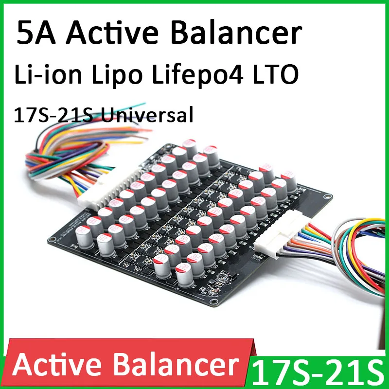 Balanceador Ativo Equalizador li Ion Polímero Lifepo4 Lto Bateria de Lítio Bms Placa de Equilíbrio de Transferência de Energia 17s 18s 19s 20s 21s 5a