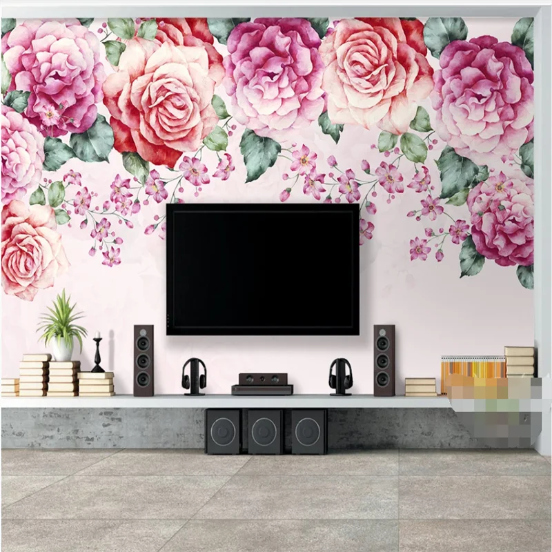 

XUESU Nordic simple and elegant pastoral rose flower retro background wall custom wallpaper 8D waterproof wall covering