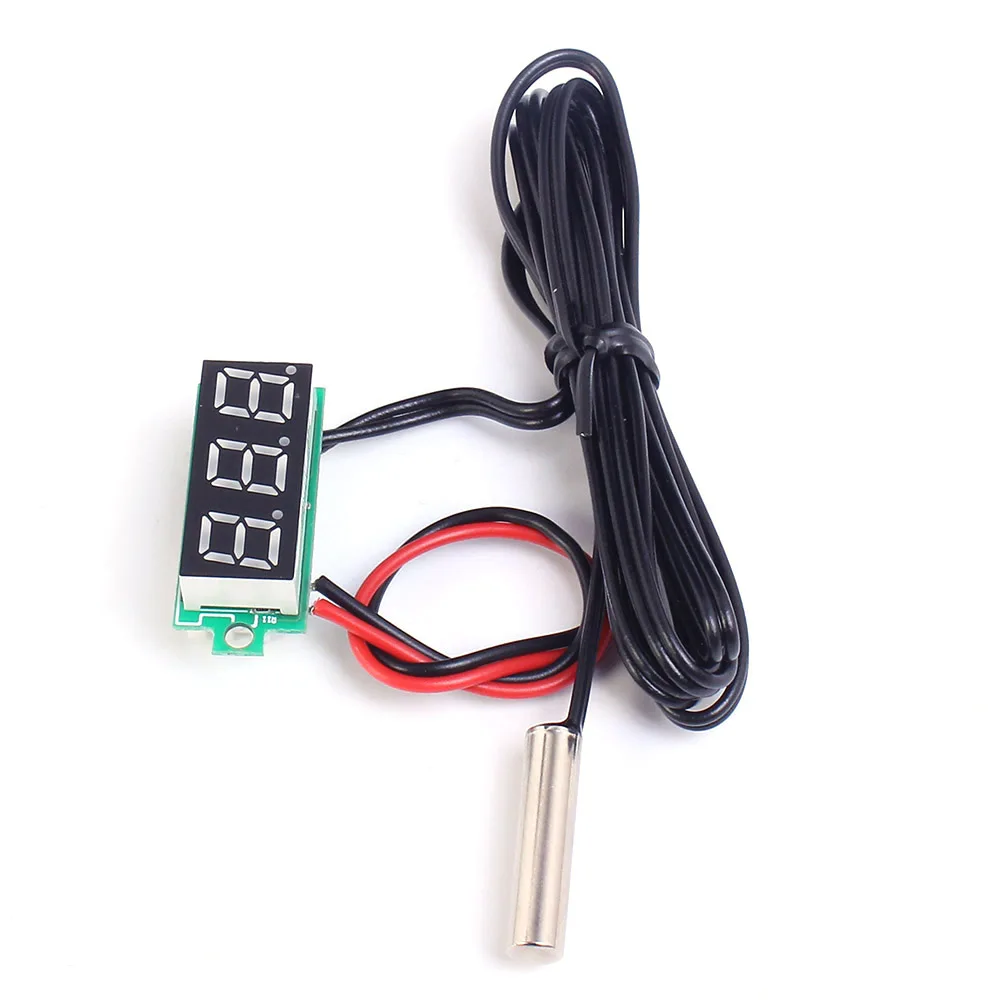 0.28 Inch LED Digital Thermometer Temperature Sensor Detector Waterproof NTC Metal Probe Blue/Green/Red/White Display DC 4-28V