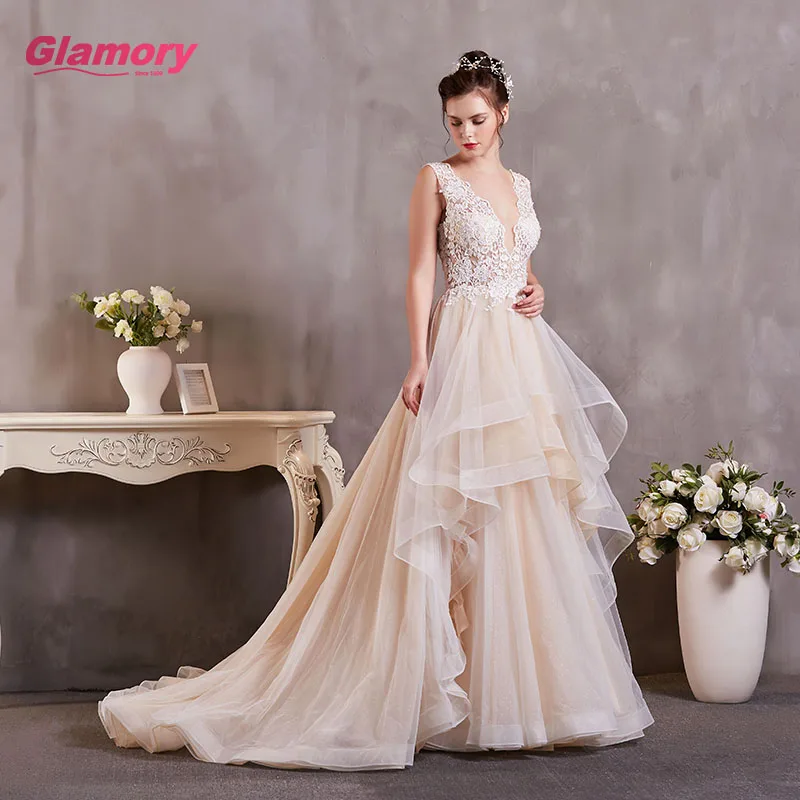 Embroidered Lace Wedding Dresses Good Quality Patty Dress For Wholesales