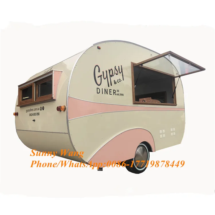 Mobile caravan crepes car concession fast vintage bbq square food vending truck hamburger food truck burger cart for sale