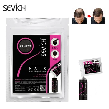 Sevich, 10 colores, polvo grueso de fibra para el cabello, bolsa de repuesto de 100g, productos para la caída del cabello, polvos de fibras para la construcción del cabello