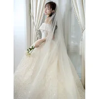 2026 Shining Sequins Luxury Wedding Dress With Sweep Train Elegant Boat Neck  The Shoulder Ball Gown Vestido Noiva Customized - Image 4
