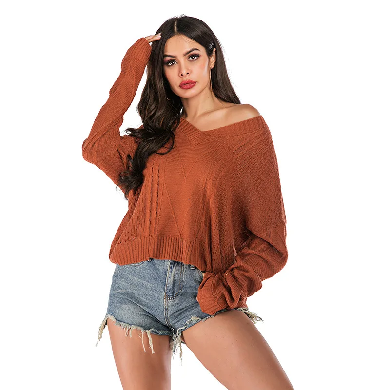 Women's Oversized Sweater Autumn Winter Ladies Long Sleeve V-neck Casual Oversize Fashion Knitted Shirts