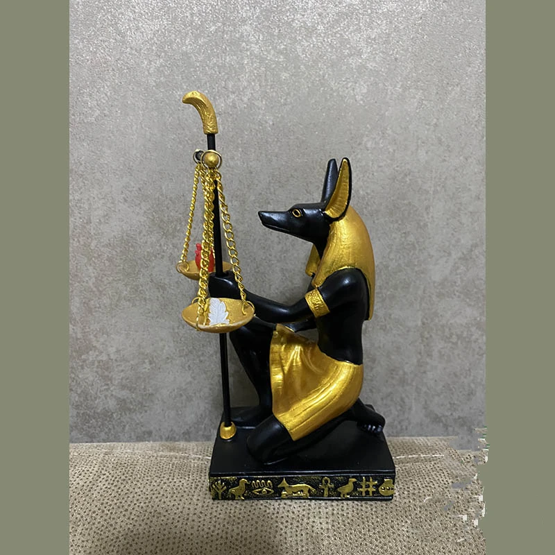 Imagem -02 - Escalas de Justiça de Anubis Estátua Egípcia Estatueta Colecionável Escultura Egito Decoração de Mesa para Casa Cachorro Deus