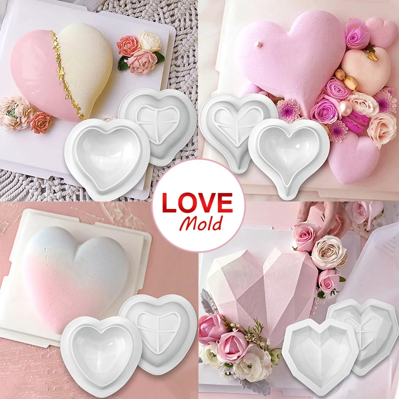 Heart Mold Silicone Moule Coeur Gateaux Cake Chocolate Gateau Corazon Pour Patisserie Number Chocolat Decoration Baking Bakvorm