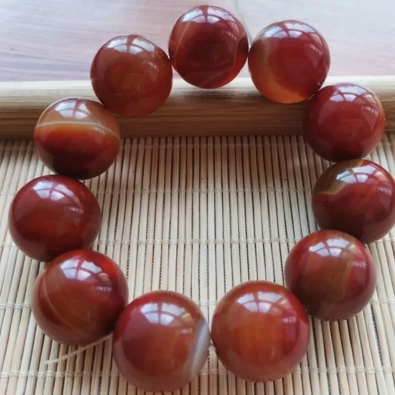 New Warring States Red Agate Bracelet Men's Original Stone Modern Simple Bracelet Jewelry