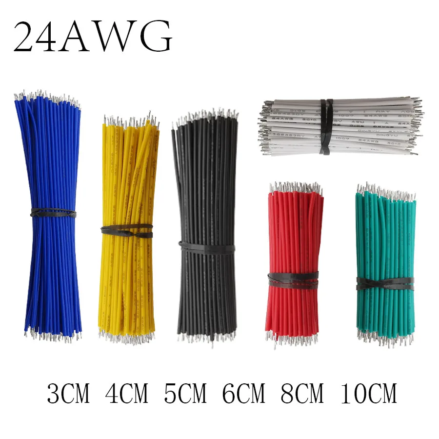 100Pcs Breadboard Jumper Cable 24AWG Tin-Plated 3/4/5/6/8/10cm PCB Electronic Jumper Wire For Arduino 5 Colors