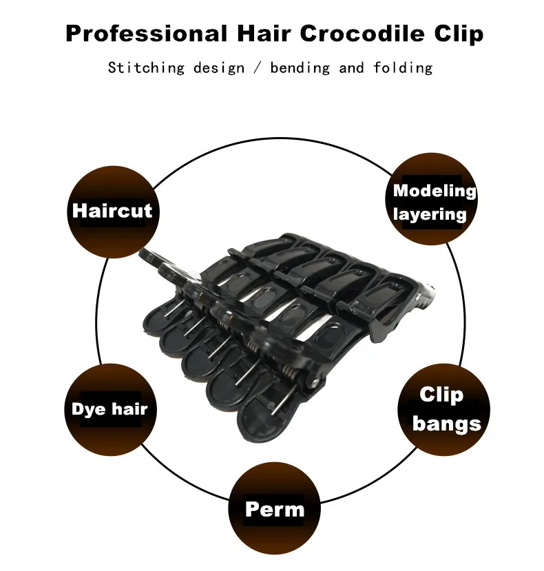 Professional hairdressing clip barber shop duckbill clip alligator clip haircut styling positioning clip hot dyeing zone tool