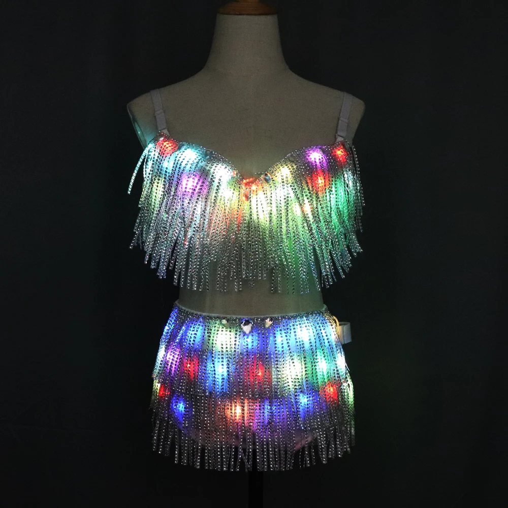 LED Clothes Luminous Costume Ladies Bra luminous Shorts LED Ballet Costume Party Suits el product