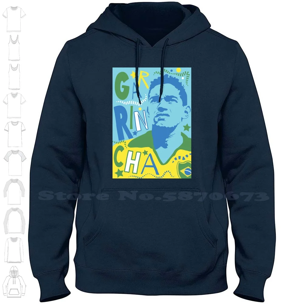 Garrincha 100% Cotton Hoodie T-Shirt Brazil Football Soccer Futebol Dribble Goal South America Carnaval Brasil Sao Paulo Legend