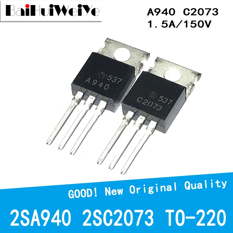 10PCS/LOT 2SA940 2SC2073 A940 C2073  1.5A/150V  TO-220 TO220 Three Side Switch Output Voltage Regulator