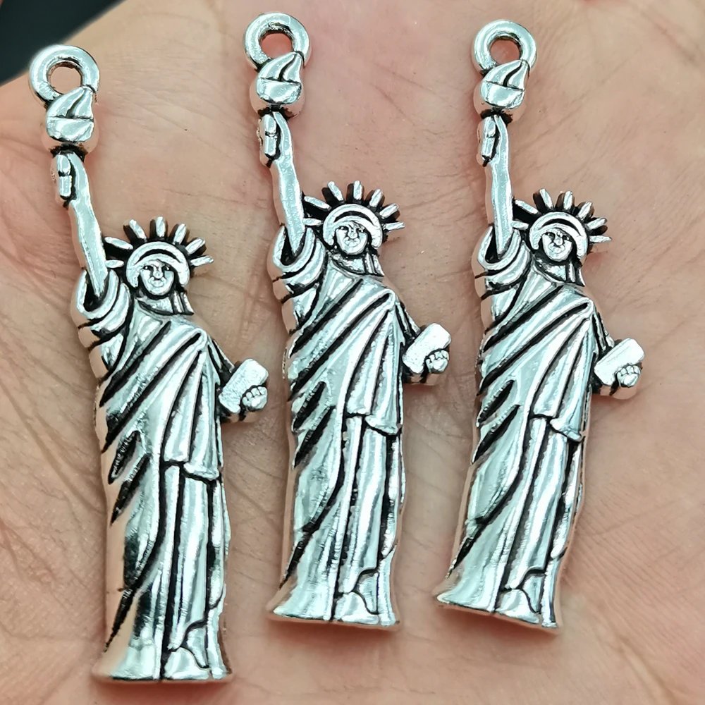 Antiquing 10pcs Statue Of Liberty New York Charms 49x14mm Antique Pendants Making DIY Handmade Tibetan Finding Jewelry