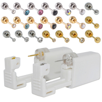 1pc No Pain Ear Piercing Device+Sterile Bezel with Safe Ball Buckle Set Sterlised Disposable Safety Cartilage Tragus Stud Gun