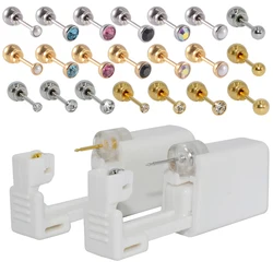 Dispositif de Perçage d'Oreille Sans oto, Lunette Stéréo avec Boule de Sécurité, Poulet Stérilisé, Pistolet à Clous pour Cartilage et Tragus, 1 Pièce